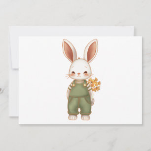 Sweet Surprise Bunny with Flowers Thank You Card