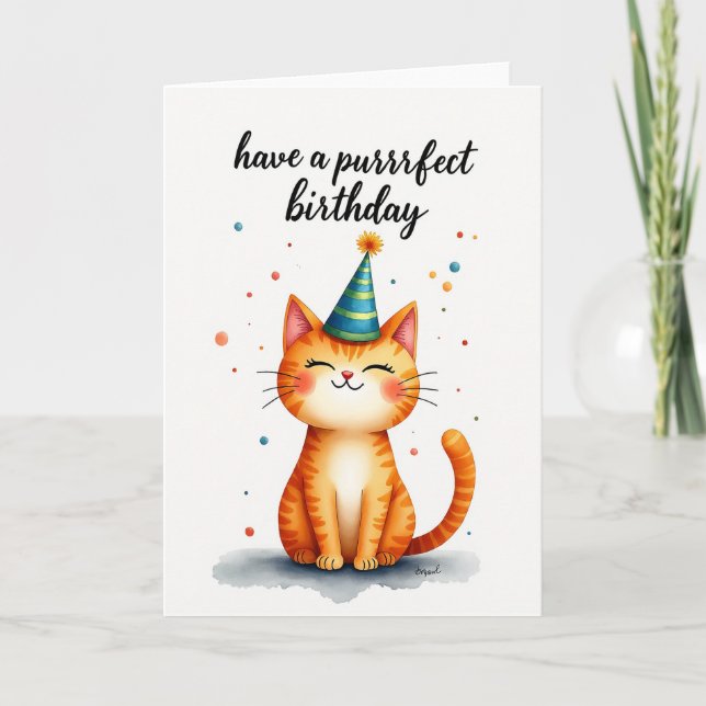 Sweet Tabby Birthday Card (Front)