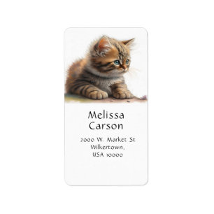Sweet Tabby Kitten Label