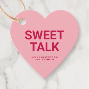 Sweet talk pink heart funny cute Valentine's Day Favour Tags