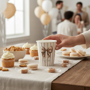 Sweet Taupe Bow Baby Shower Celebration Paper Cup