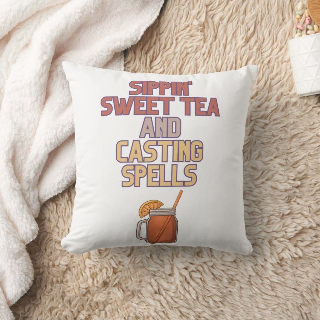 Sweet Tea and Spells Witchy Humour  Cushion (Blanket)