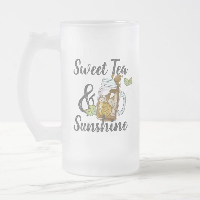 Sweet Tea and Sunshine Frosted Glass Beer Mug (Left)