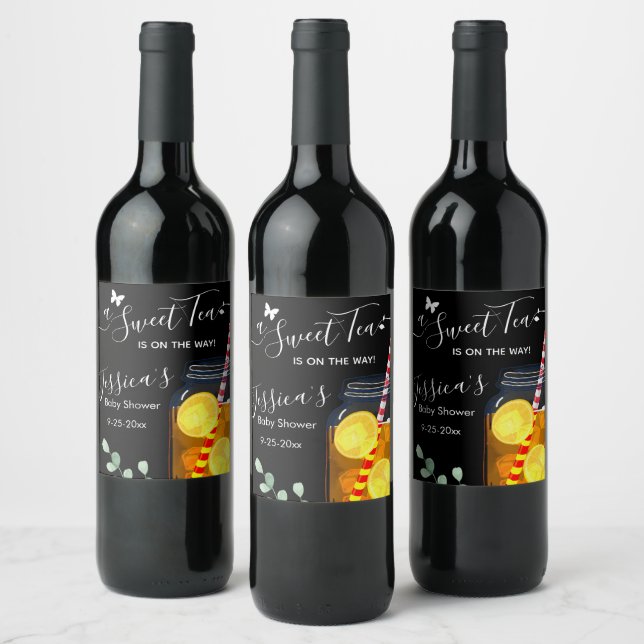 Sweet Tea Baby Shower Gift Wine Label (Bottles)