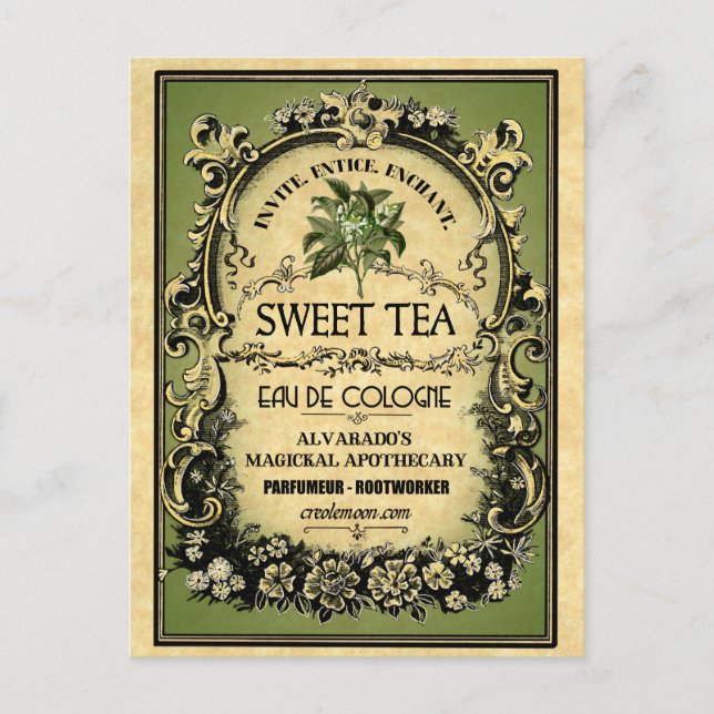 Sweet Tea Eau de Cologne Vintage Label Postcard (Front)