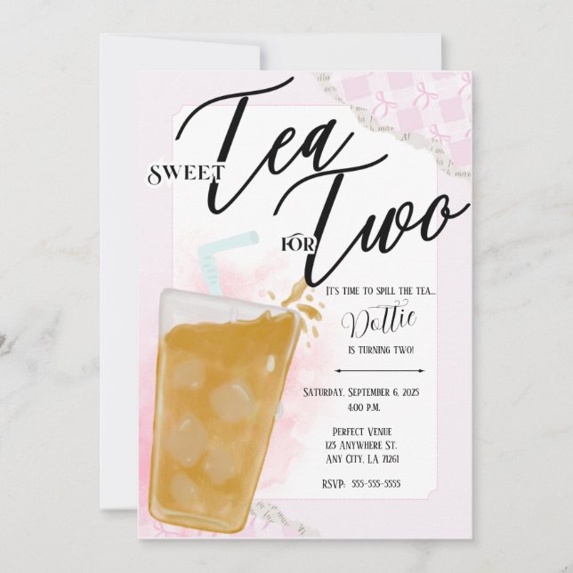 Sweet Tea For Two Birthday Invitation (Front)