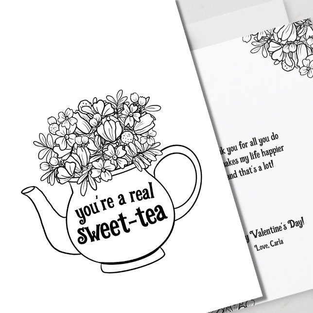 Sweet Tea Line Art Valentine's Day Card (Creator Uploaded)