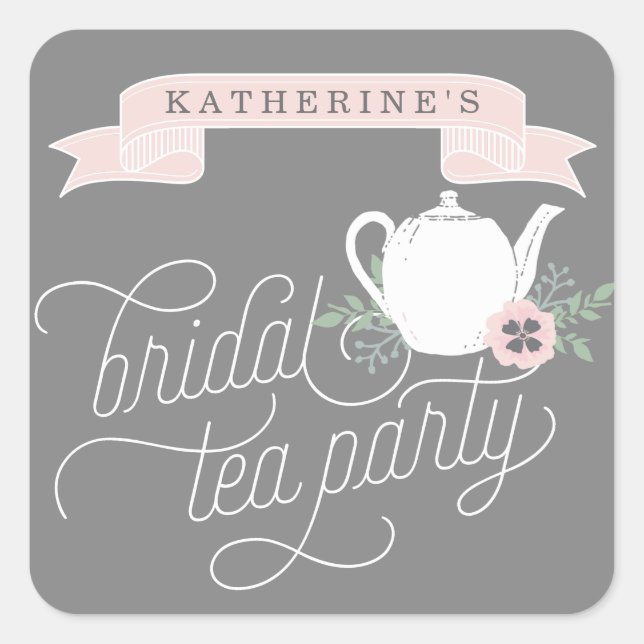 Sweet Tea | Personalised Bridal Tea Party Square Sticker (Front)