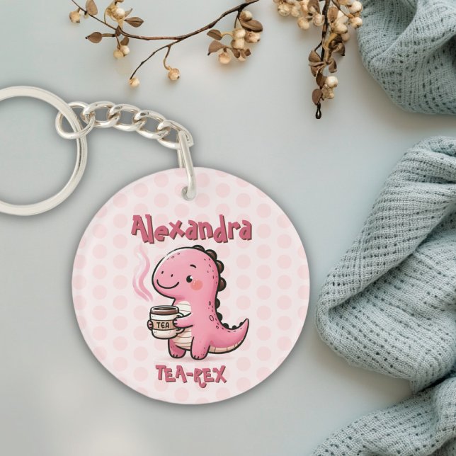 Sweet Tea-Rex Personalised Dinosaur Animal Pun  Key Ring (Sweet Tea-Rex Personalized Dinosaur Animal Pun Keychain)