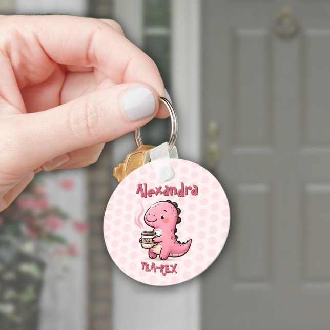 Sweet Tea-Rex Personalised Dinosaur Animal Pun  Key Ring (Sweet Tea-Rex Personalized Dinosaur Animal Pun Keychain)