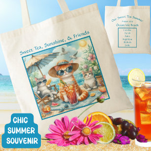 Sweet Tea Sunshine Friends Summer Beach Cats Trip Tote Bag