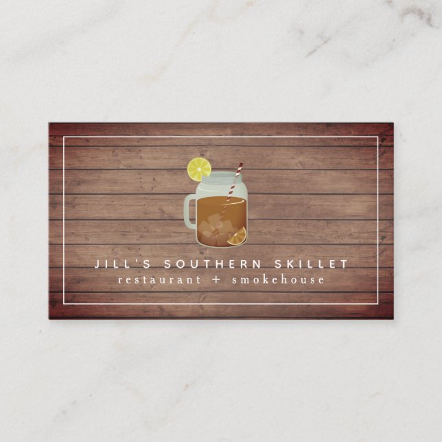 Sweet Tea Wood Southern Restaurant Chef Business Card (Front)