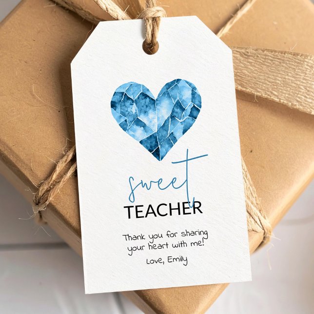 Sweet teacher gift tag with blue heart (Creator Uploaded)