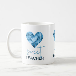 Sweet teacher with blue diamond heart coffee mug
