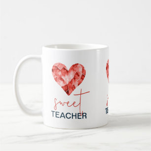 Sweet teacher with red diamond heart coffee mug