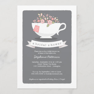 Sweet Teacup Pink Floral Bridal Shower Invitation