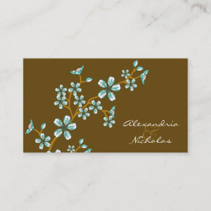 Sweet Teal Cherry Blossom Wedding Website Cards
