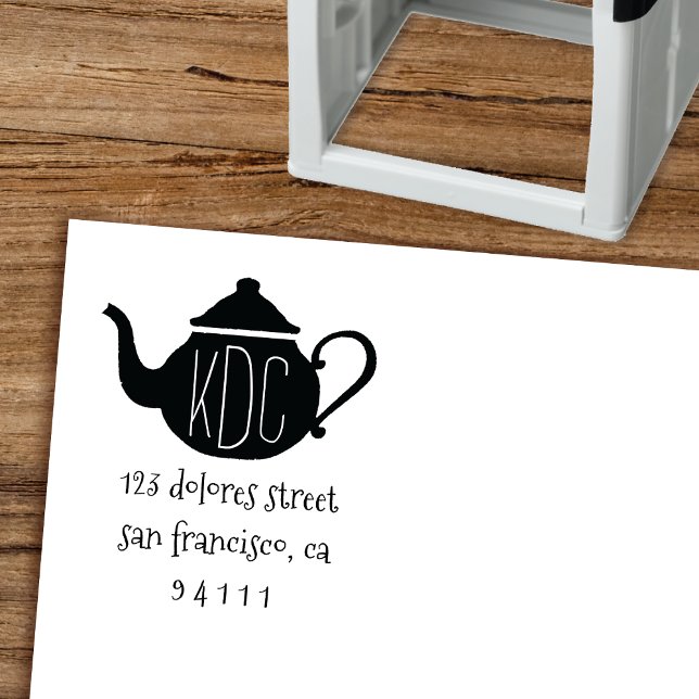 Sweet Teapot Monogram Return Address Stamp (Creator Uploaded)
