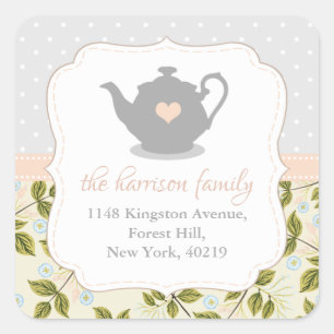 Sweet Teapot Return Address Square Sticker