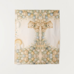 Sweet Teddy Bear Baby Shower Backdrop Gender Neu Tapestry