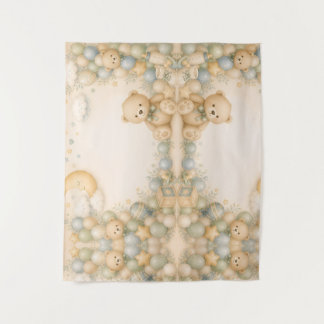 Sweet Teddy Bear Baby Shower Backdrop | Gender Neu Tapestry