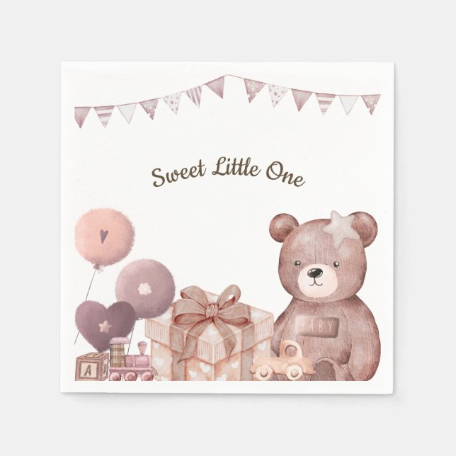 Sweet Teddy Bear Baby Shower Napkin (Front)