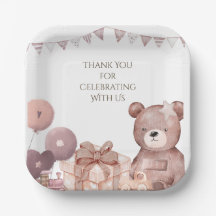 Sweet Teddy Bear Baby Shower Party Plate