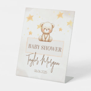 Sweet Teddy Bear Baby Shower Pedestal Sign
