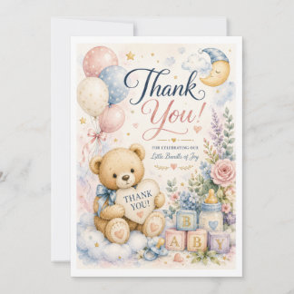 Sweet Teddy Bear Baby Shower Thank You Card