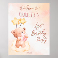 Sweet teddy bear birthday party personalised 