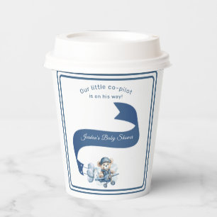 Sweet Teddy Bear Co-Pilot Baby Boy Shower  Paper Cups