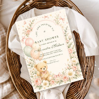 Sweet Teddy Bear Floral Baby Shower