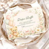 Sweet Teddy Bear Floral Diapper Raffle