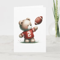 Sweet Teddy Bear Football Player Blank Greeting 
