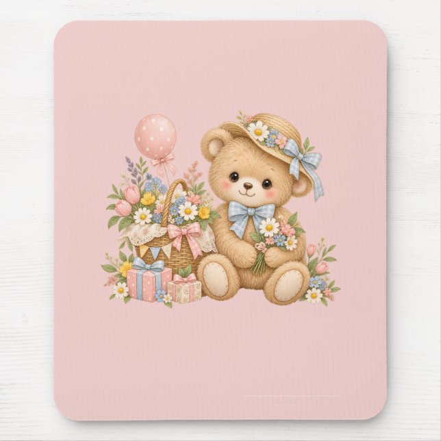 Sweet Teddy Bear Party Design Mouse Pad (Front)