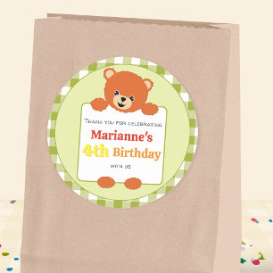 Sweet Teddy Bear Picnic Summer Birthday Party Classic Round Sticker