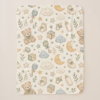 Sweet Teddy Bear Sherpa Blanket | Gender Neutral