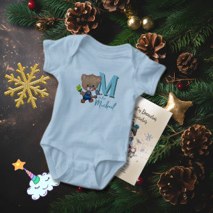 Sweet Teddy Bear with Bird Baby Bodysuit