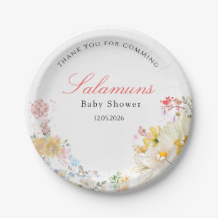 Sweet Teddy Love Birds Baby Shower Paper Plate