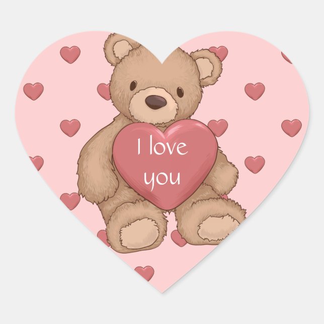 sweet teddybear heart sticker (Front)