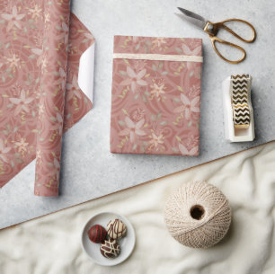 Sweet Terracotta Blush Watercolor Lace Pattern Wrapping Paper