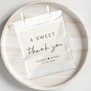 Sweet Thank You Cream Wedding Favour Bags