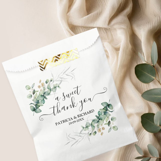 Sweet Thank You Greenery Eucalyptus Wedding Favour Bags (Creator Uploaded)