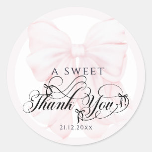 Sweet Thank You One 1st Birthday Pink Bow Girls Classic Round Sticker