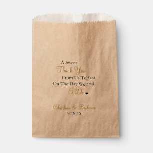 Sweet Thank You Personalised Black & Gold Wedding Favour Bags