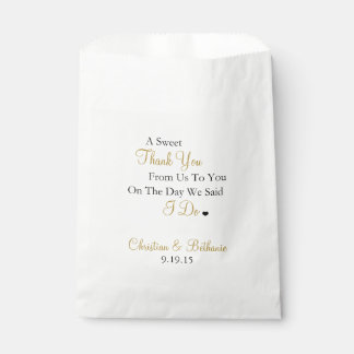 Sweet Thank You Personalised Black & Gold Wedding Favour Bags