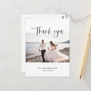 Sweet Thank You Wedding Calligraphy Photo Postcard