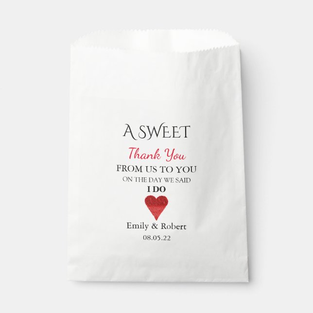 Sweet Thank You Wedding Favour Buffet Bags (Front)