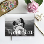Sweet Thank You Wedding Postcard<br><div class="desc">A casual script thank you message and dark gradient overlays your favourite wedding photo note of gratitude. Use the blank space on back to hand write a personal message to friends and family. This design can be adapted to either landscape or portrait photo layouts.</div>