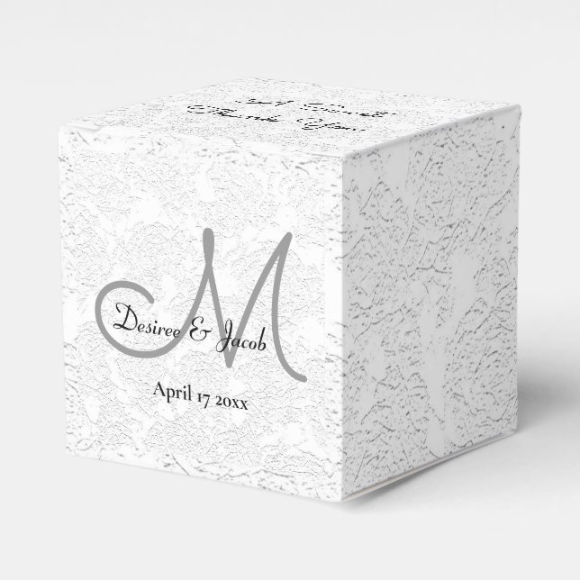 Sweet Thank You White Black Grey Monogram Wedding Favour Box (Front Side)